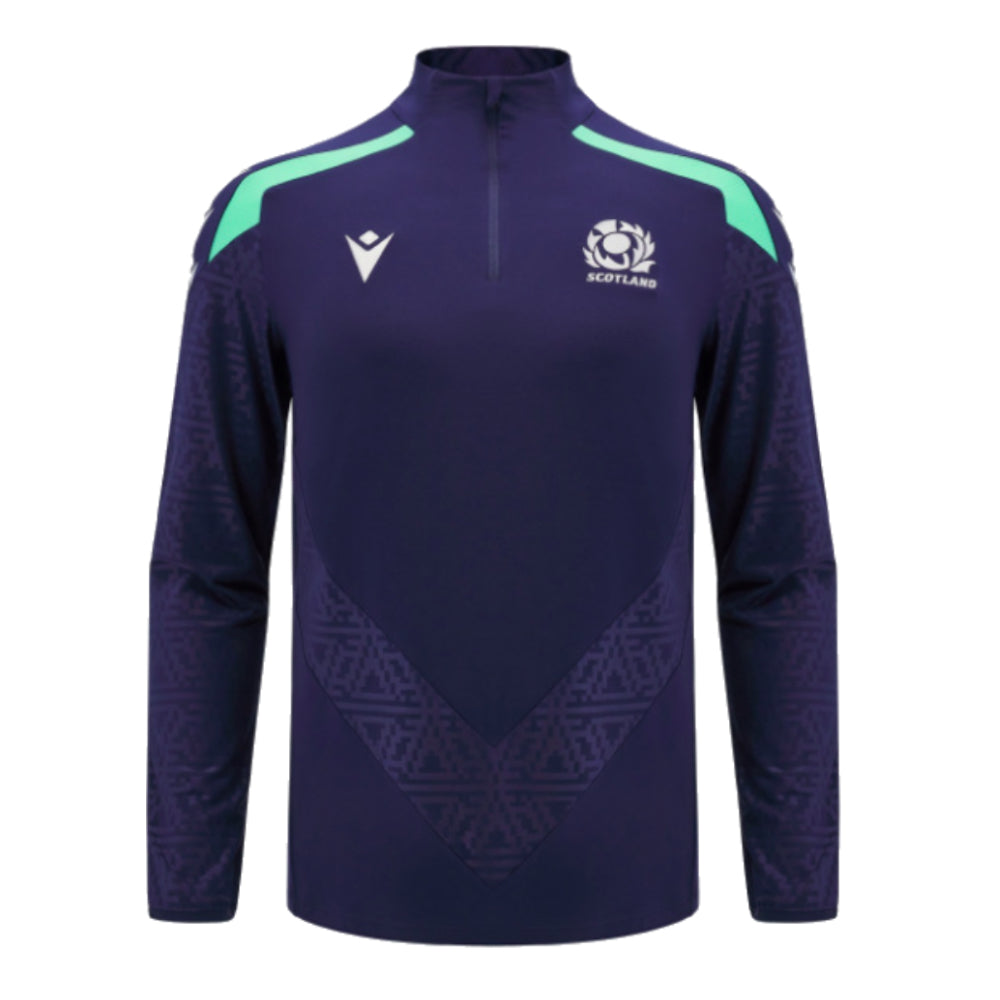 2024-2025 Scotland Rugby Half Zip Training Top (Navy) - Kids Product - Training Tops Macron   