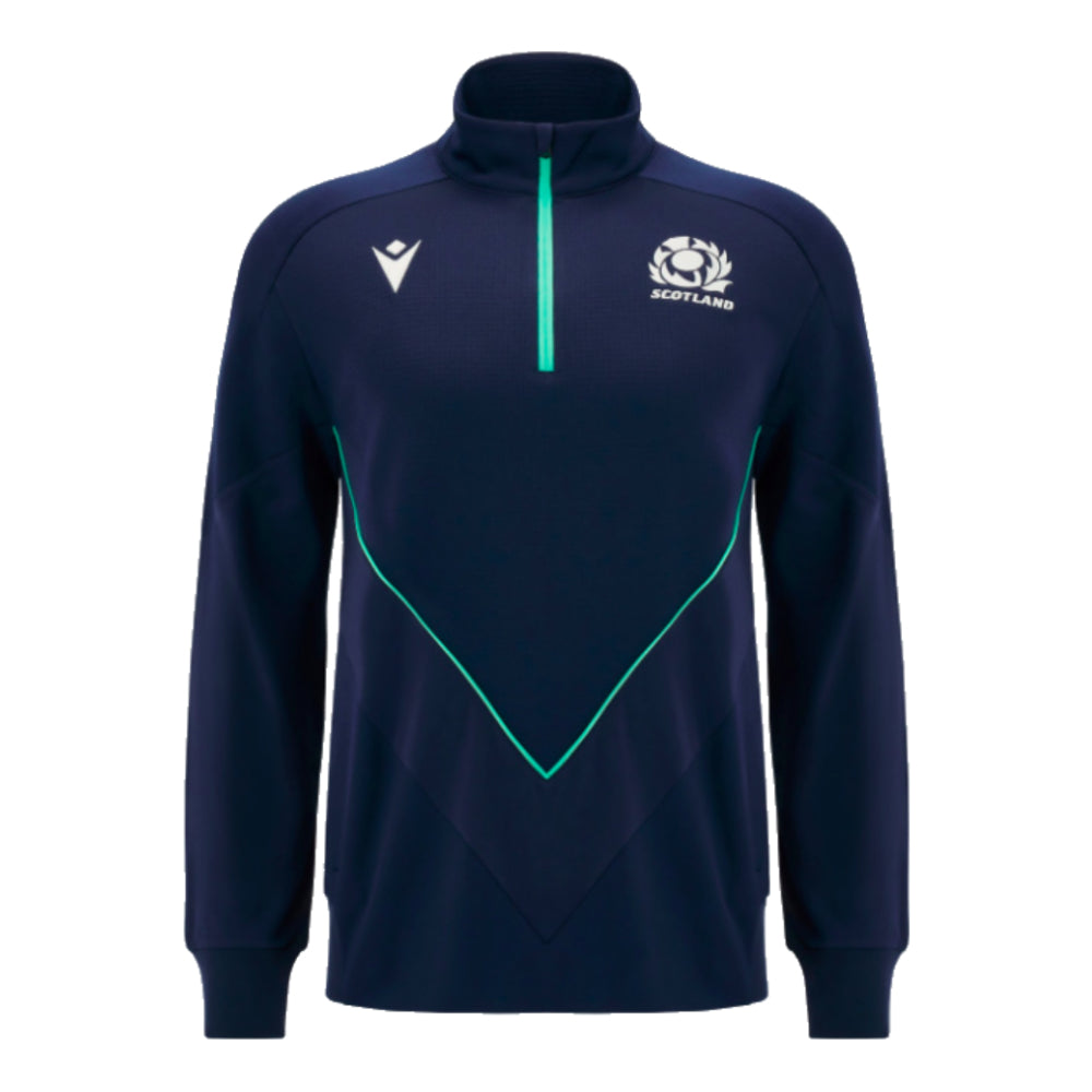 2024-2025 Scotland Rugby Travel 3D Half Zip Top (Navy) Product - Training Tops Macron   