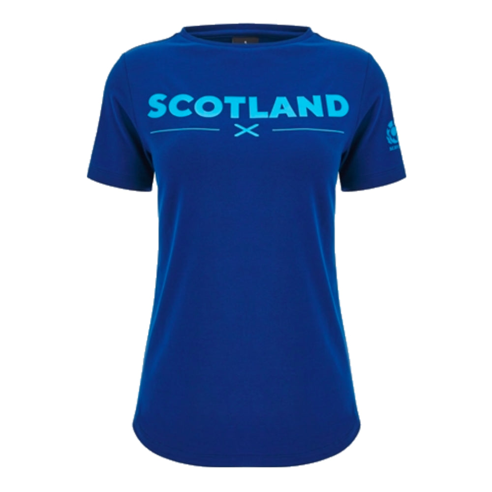 2024-2025 Scotland Rugby Leisure Cotton T-Shirt (Navy) - Womens Product - T-Shirt Macron   