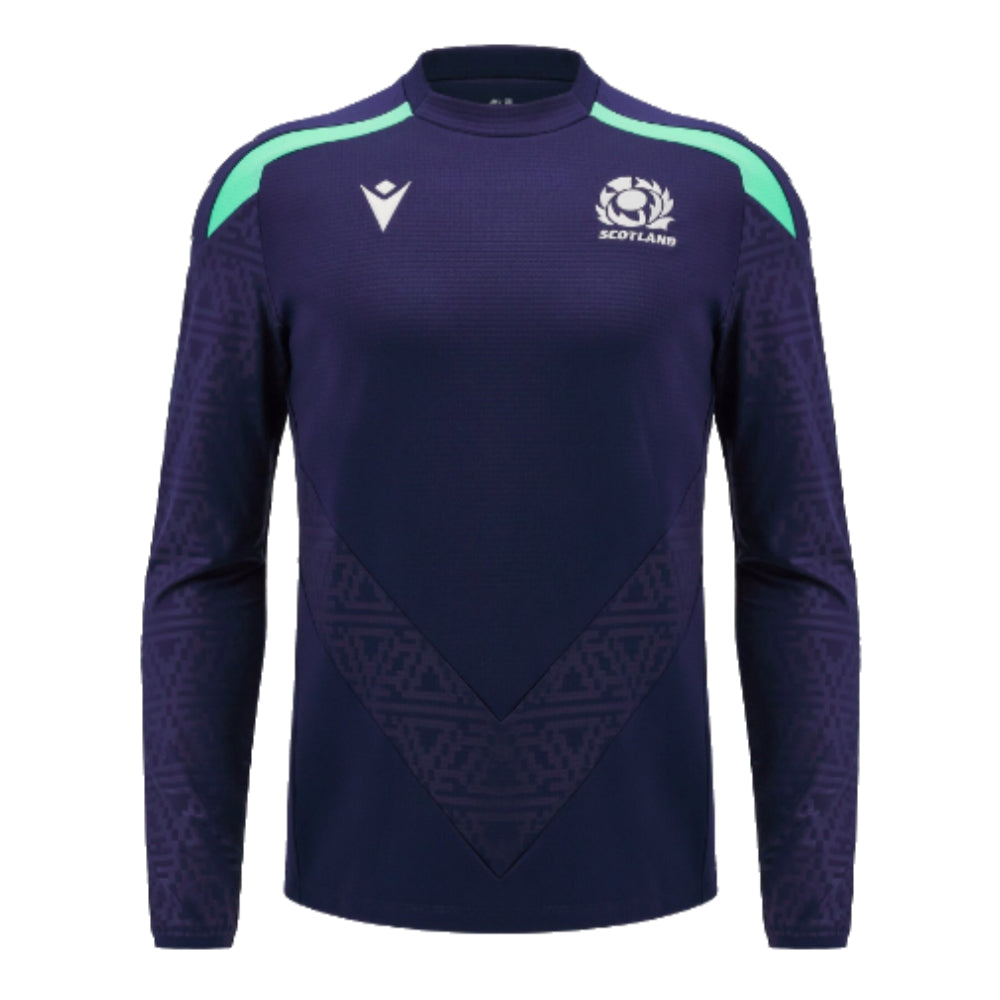 2024-2025 Scotland Rugby Training Round Neck Top (Navy) - Kids Product - Sweat Tops Macron   