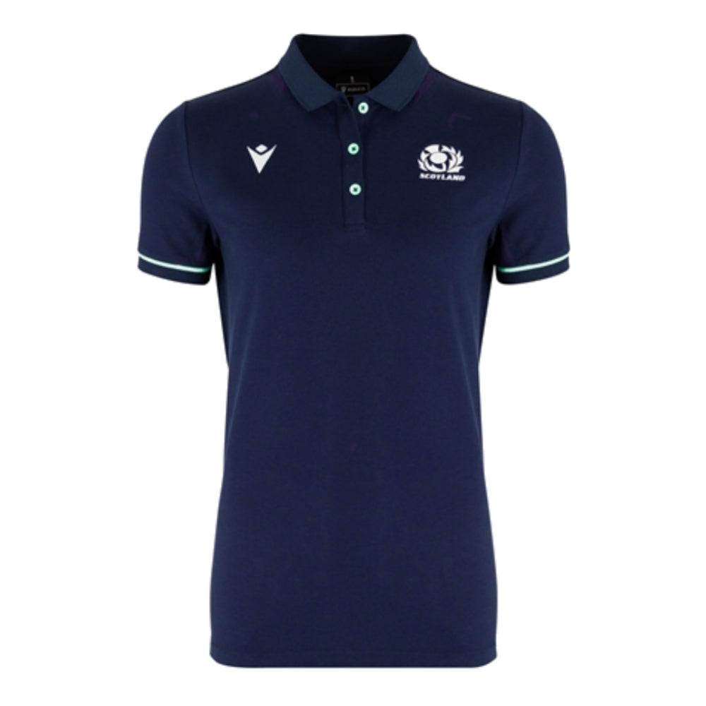 2024-2025 Scotland Rugby Travel Polo Shirt (Navy) - Womens Product - Polo Shirts Macron   