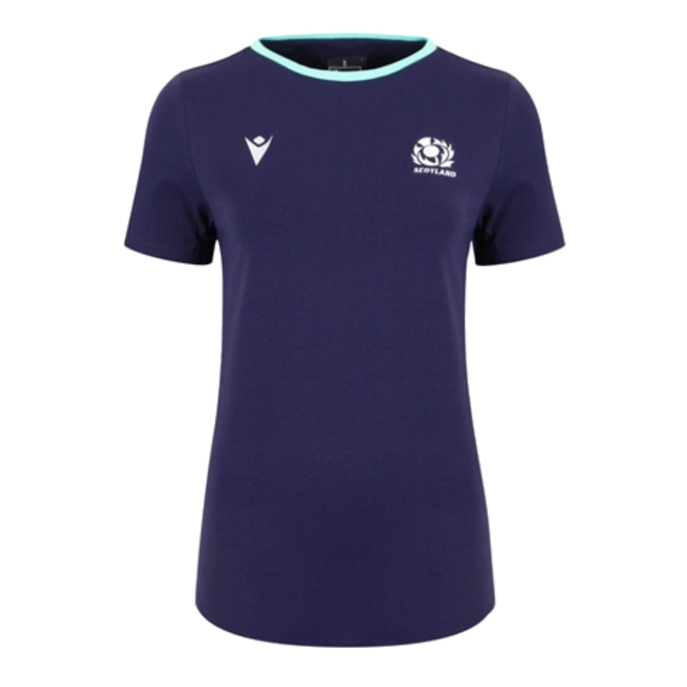 2024-2025 Scotland Rugby Cotton T-Shirt (Navy) - Womens Product - T-Shirt Macron   