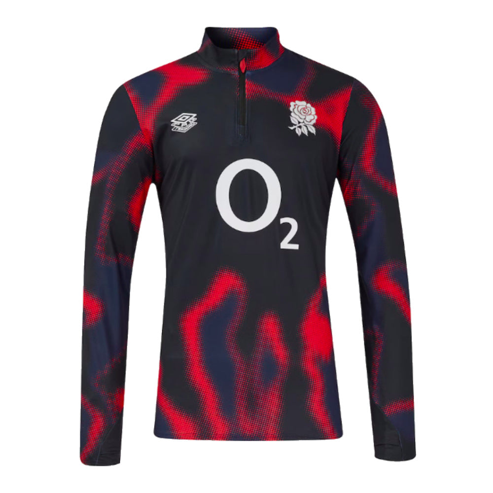 2024-2025 England Rugby Warm Up Midlayer (Black) Product - Training Tops Umbro   