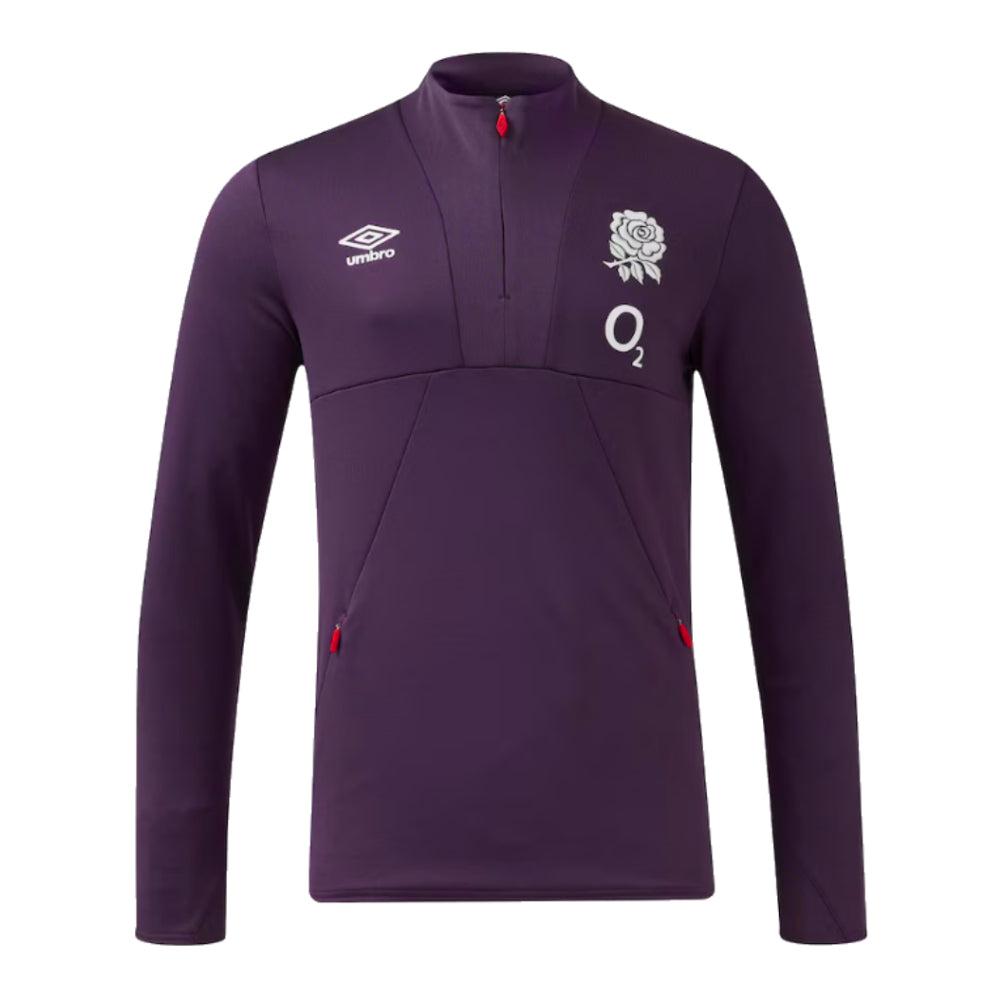 2024-2025 England Rugby 1/2 Zip Training Fleece (Nightshade) Product - Training Tops Umbro   