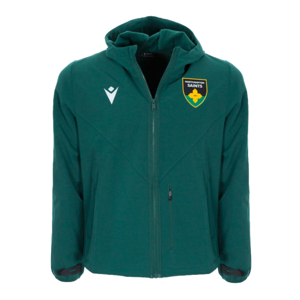 2024-2025 Northampton Saints Rugby Softshell Jacket (Green) Product - Jackets Macron   