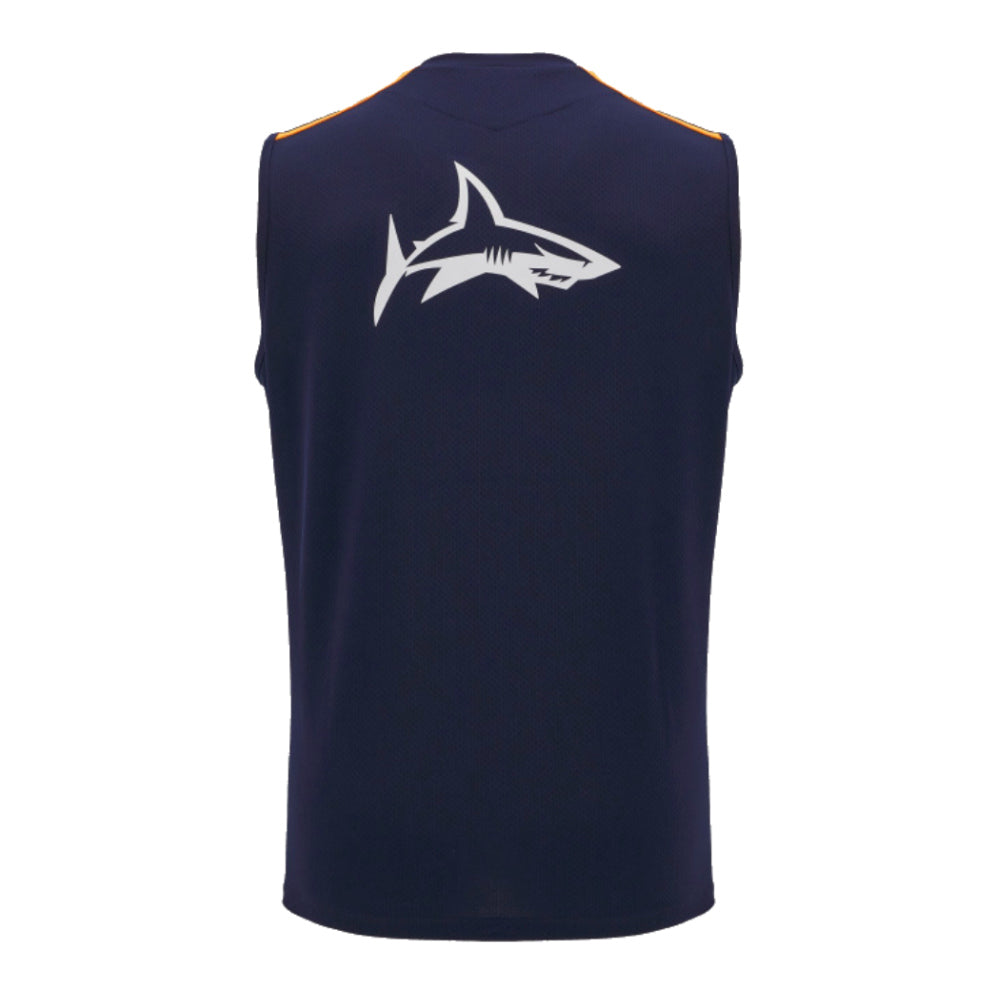 2024-2025 Sale Sharks Sleeveless Training Vest (Navy) Product - Sleeveless Macron   