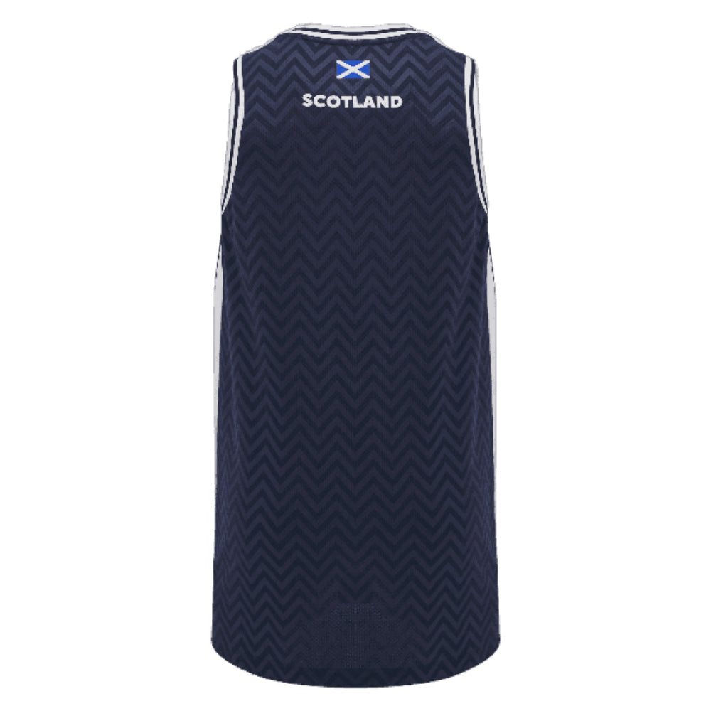 2024-2025 Scotland Rugby Basketball Singlet (Navy) (Your Name) Product - Hero Shirts Macron   