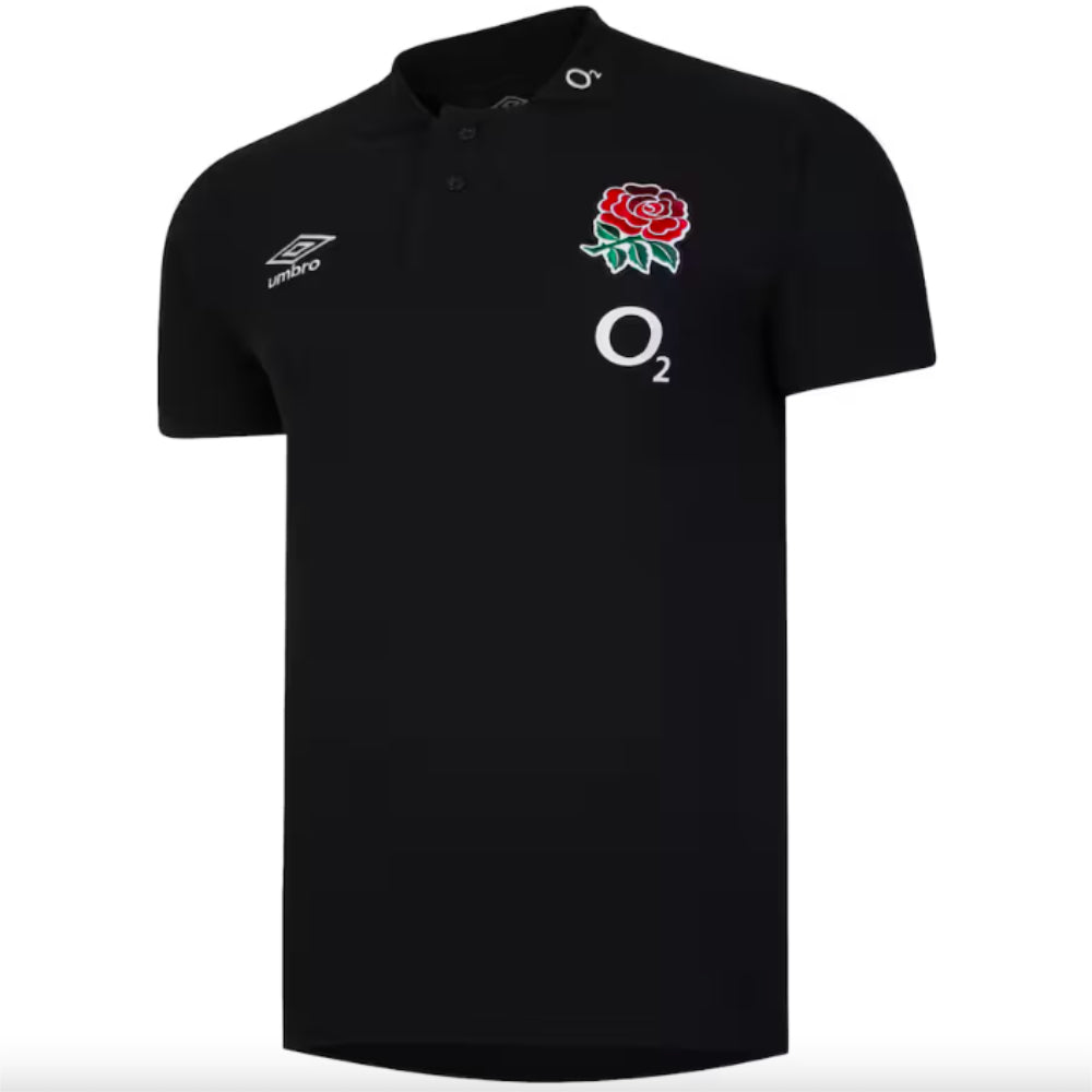 2024-2025 England Rugby CVC Polo Shirt (Black) Product - Polo Shirts Umbro   