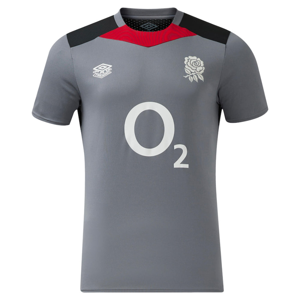 2024-2025 England Rugby Gym Tee O2 (Grey) Product - Training Shirts Umbro   