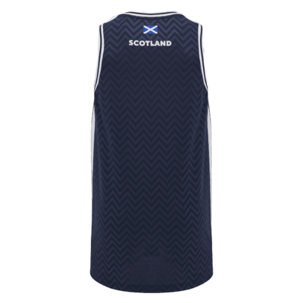 2024-2025 Scotland Rugby Basketball Singlet (Navy) - Kids Product - Sleeveless Macron   