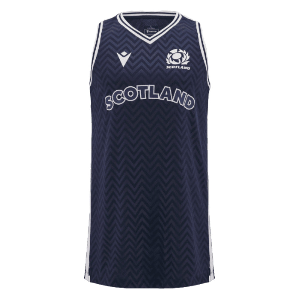 2024-2025 Scotland Rugby Basketball Singlet (Navy) - Kids Product - Sleeveless Macron   