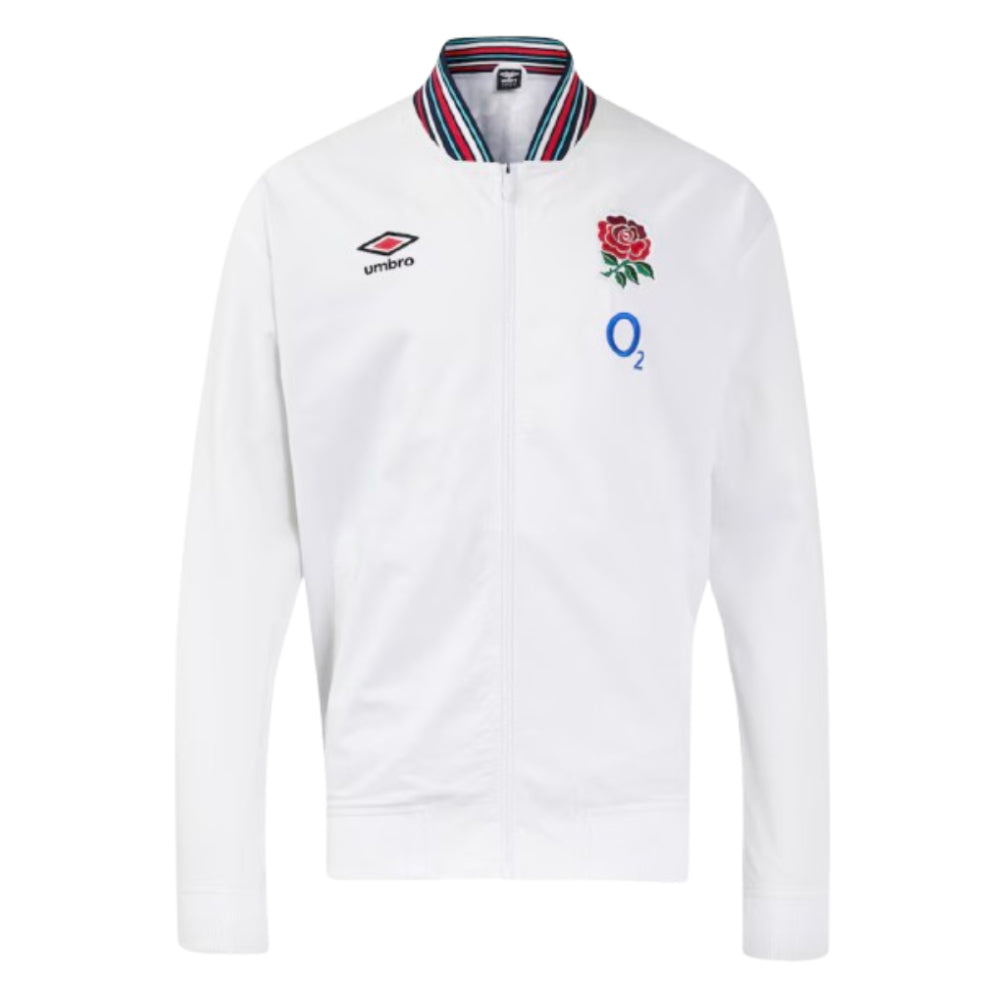 2024-2025 England Rugby Anthem Jacket O2 (White) - Womens Product - Jackets Umbro   