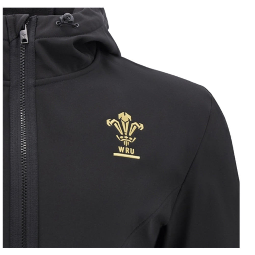 2024-2025 Wales WRU Rugby Softshell Jacket (Black) Product - Jackets Macron   