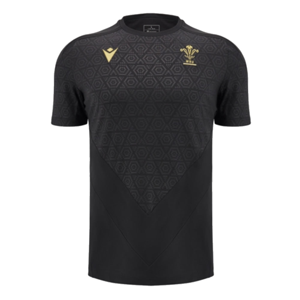 2024-2025 Wales Rugby Poly Training Shirt (Black) Product - Training Shirts Macron   