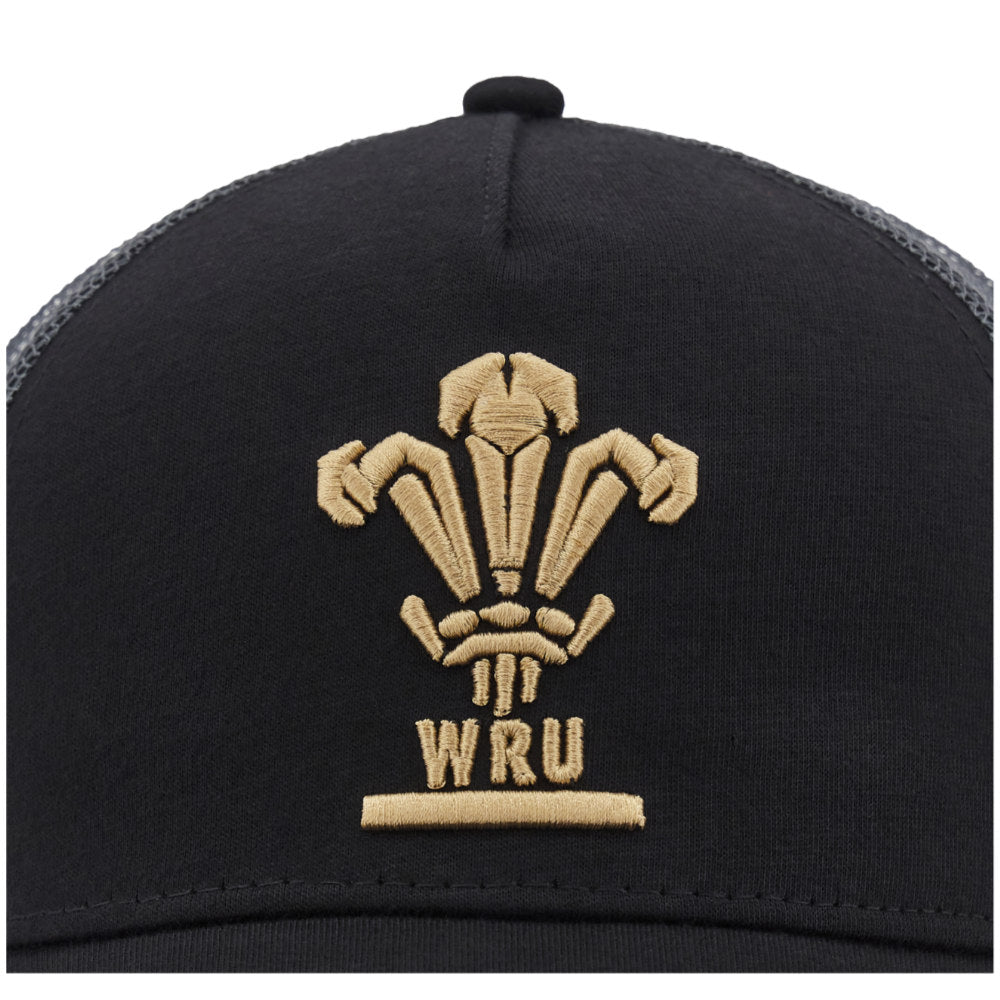 2024-2025 Wales Rugby Trucker Baseball Cap (Black) Product - Headwear Macron   