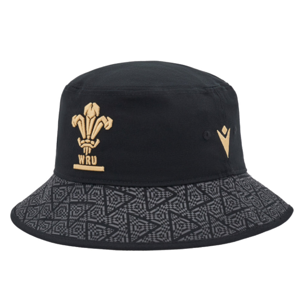 2024-2025 Wales Rugby Bucket Hat (Black) Product - Headwear Macron   