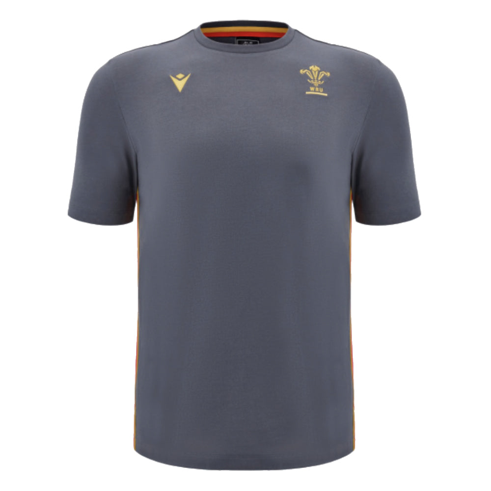 2024-2025 Wales Rugby Travel Cotton T-Shirt (Anthracite) - Kids Product - T-Shirt Macron   