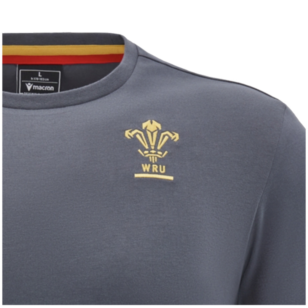 2024-2025 Wales Rugby Travel Cotton T-Shirt (Anthracite) Product - T-Shirt Macron   