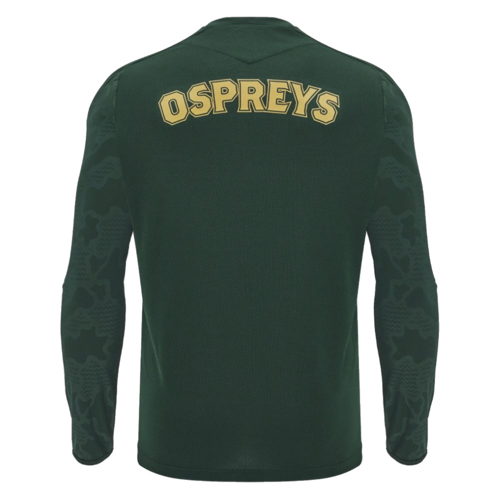 2024-2025 Ospreys Rugby LS Poly Training Shirt (Green) (Your Name) Product - Hero Shirts Macron   