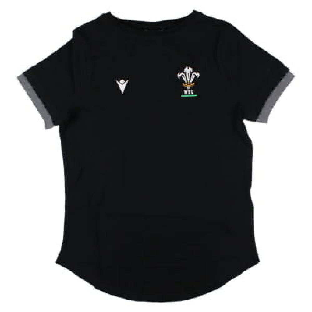 2024-2025 Wales Rugby WRU T-Shirt (Black) - Womens Product - T-Shirt Macron   