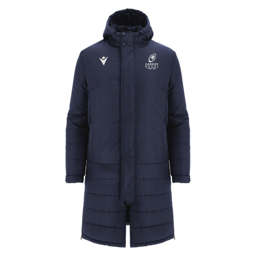 2024-2025 Cardiff Blues Rugby Long Bench Padded Jacket (Navy) Product - Jackets Macron   