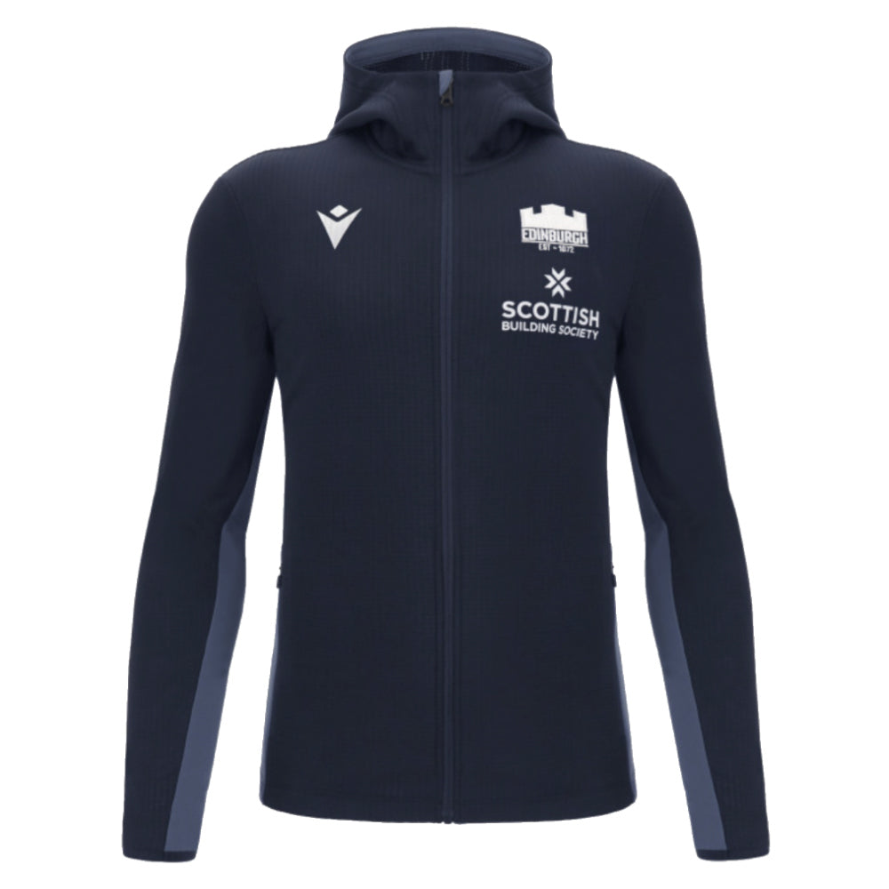 2024-2025 Edinburgh Rugby Travel Zipped Hoody (Navy) Product - Hoodies Macron   