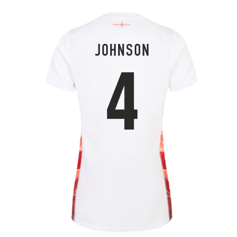 2023-2024 England Rugby Red Roses Rugby Jersey (Ladies) (Johnson 4) Product - Hero Shirts Umbro   