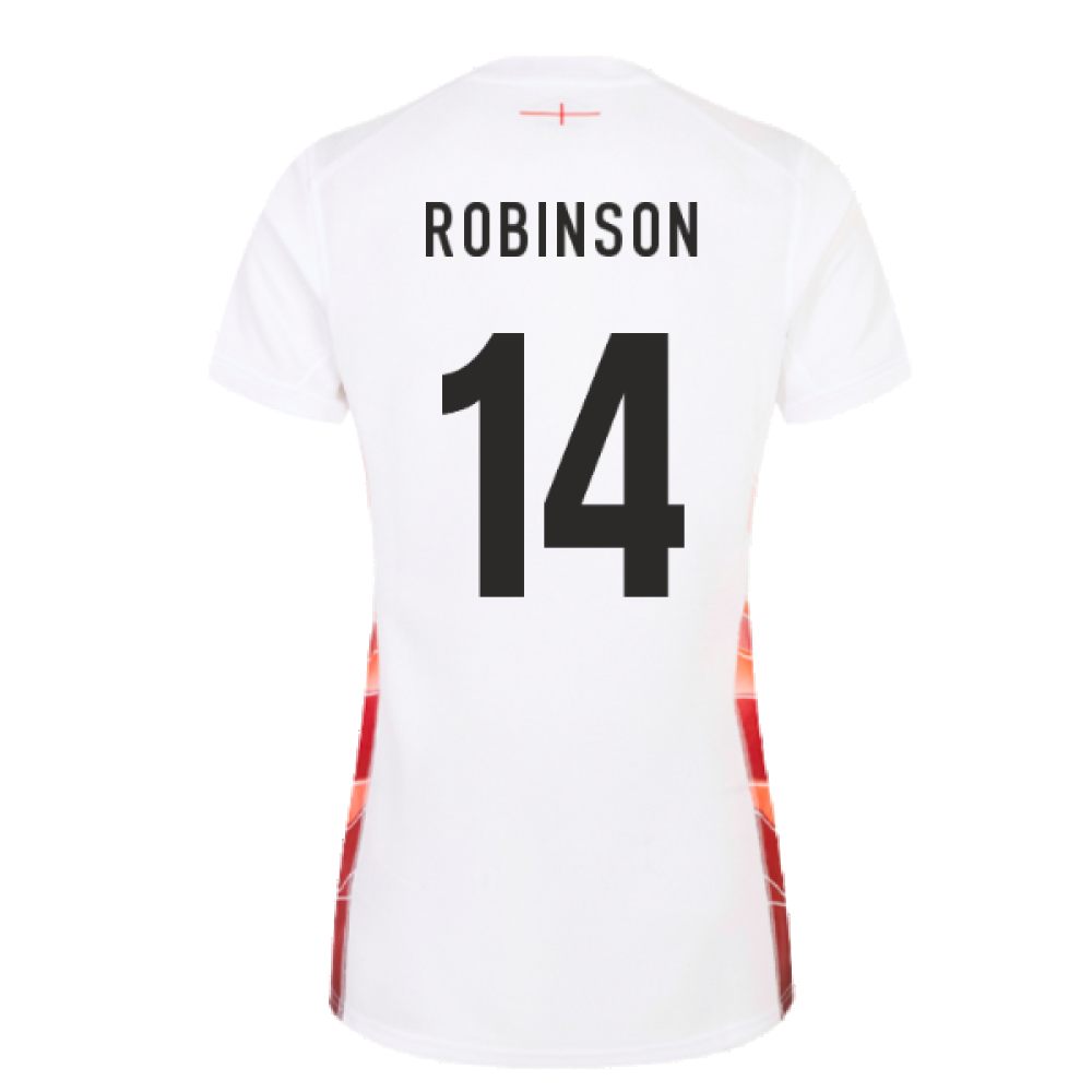 2023-2024 England Rugby Red Roses Rugby Jersey (Ladies) (Robinson 14) Product - Hero Shirts Umbro   