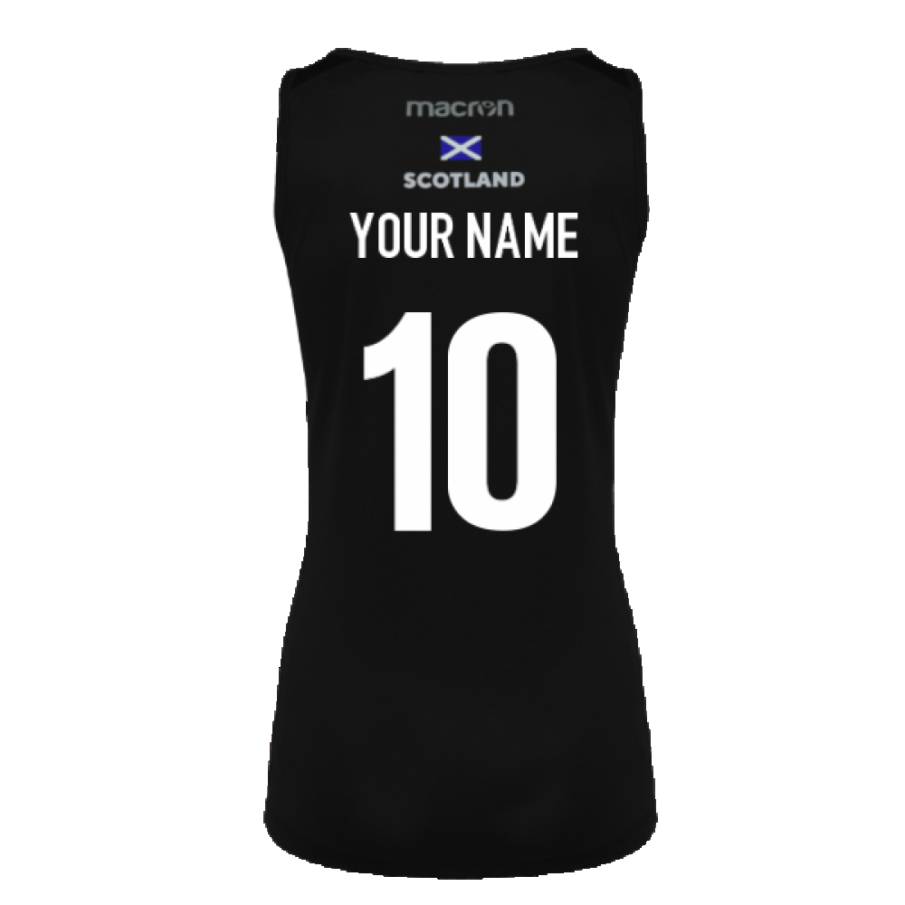 2023-2024 Scotland Rugby Training Singlet (Black) - Ladies (Your Name) Product - Hero Shirts Macron   