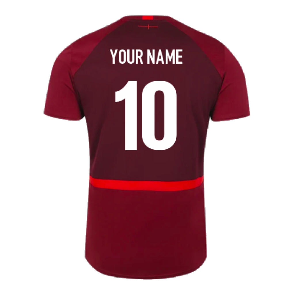 2023-2024 England Rugby Gym Tee (Tibetan Red) (Your Name) Product - Hero Shirts Umbro   