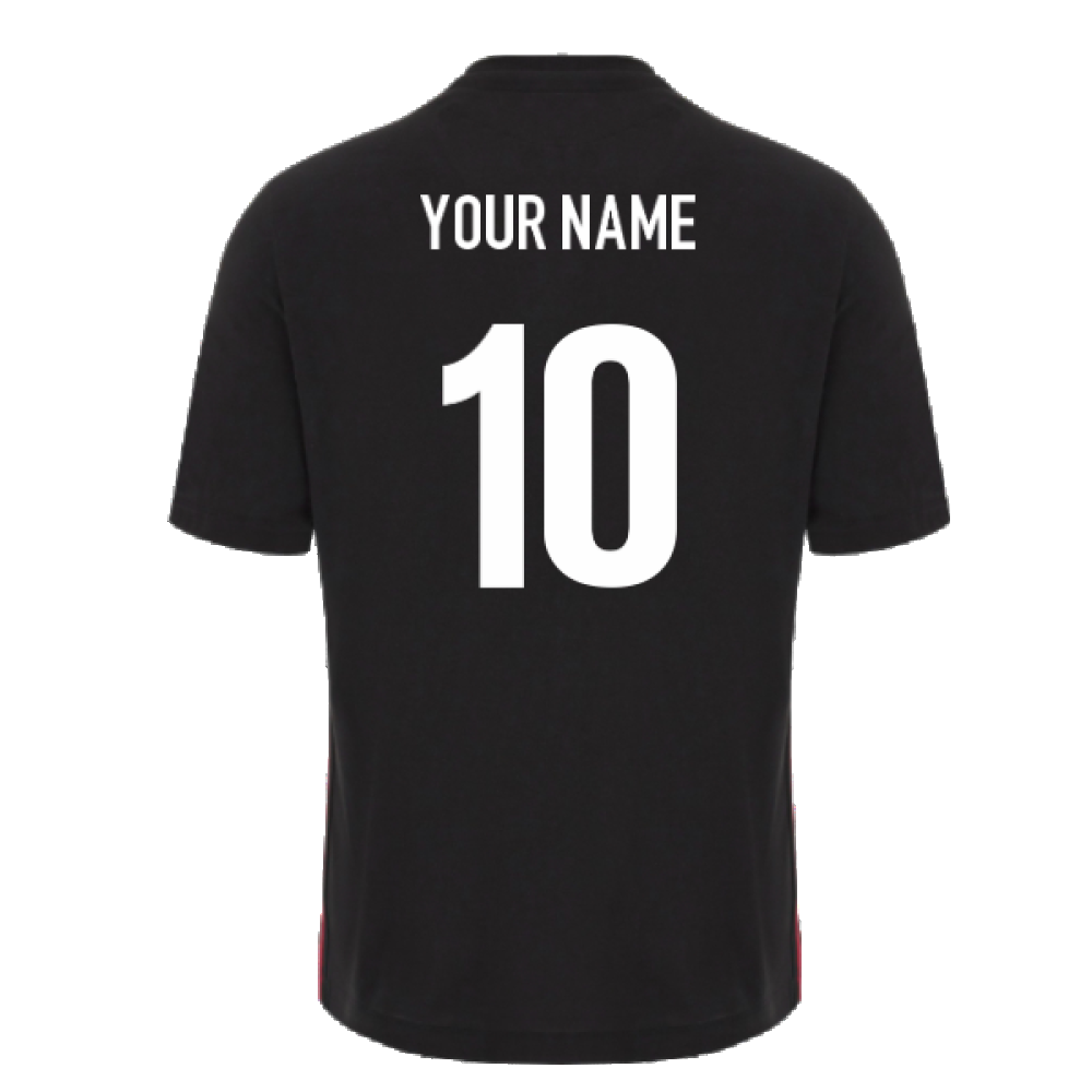 2023-2024 Wales Rugby Travel Cotton Shirt (Black) (Your Name) Product - Hero Shirts Macron   