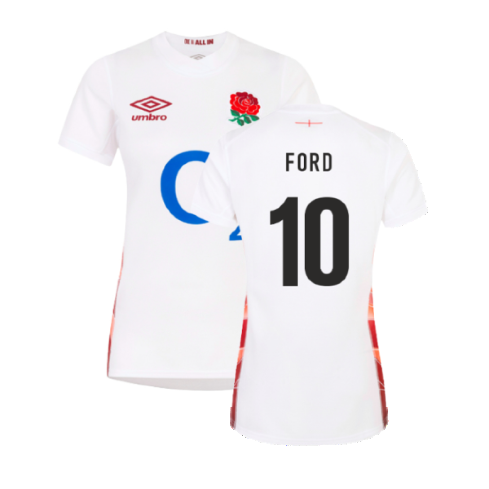 2023-2024 England Rugby Red Roses Rugby Jersey (Ladies) (Ford 10) Product - Hero Shirts Umbro   