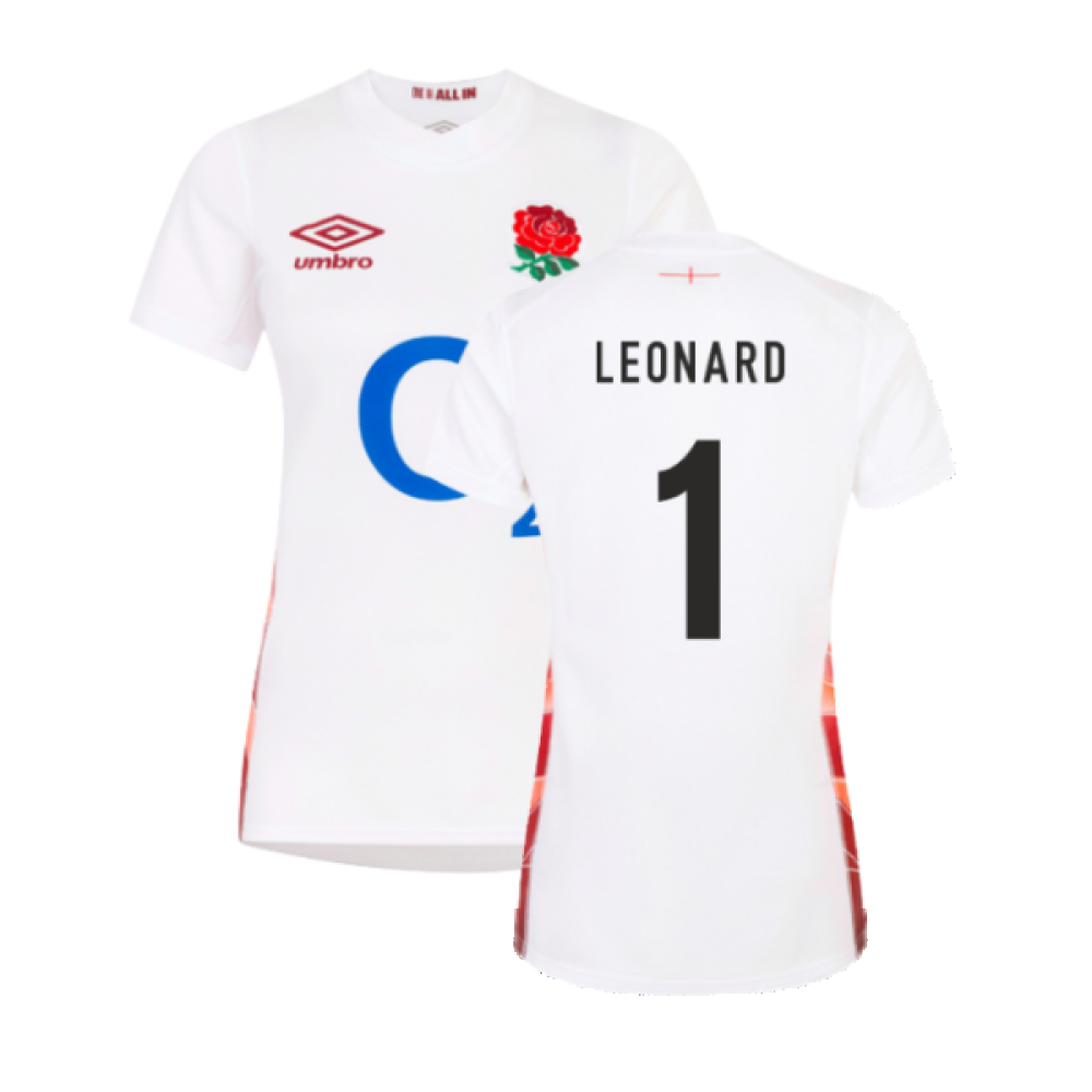 2023-2024 England Rugby Red Roses Rugby Jersey (Ladies) (Leonard 1) Product - Hero Shirts Umbro   